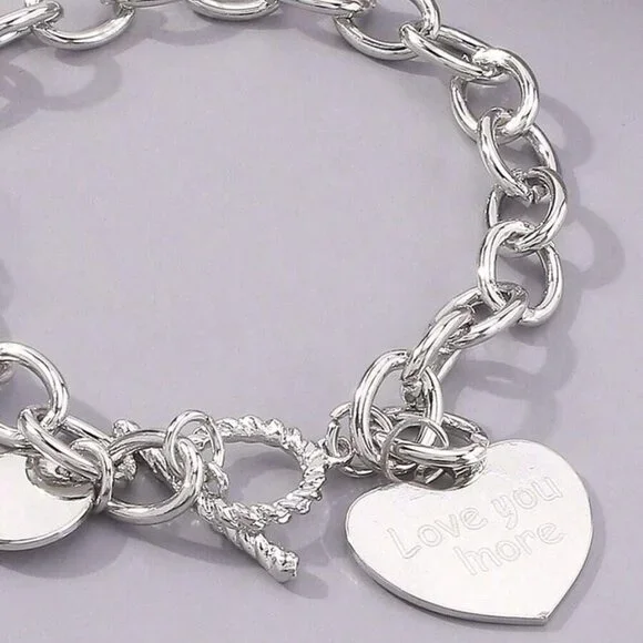 Silver Casual Women's Heart Shaped Bracelet - Picture 4 of 7